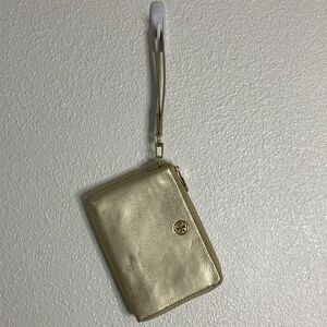 NWT-Tory Burch- soft gold Landon large wristlet